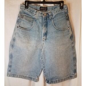 Vintage 1990s Zonz‎ Denim Logo Double Pocket Skater Baggy Shorts Size 32